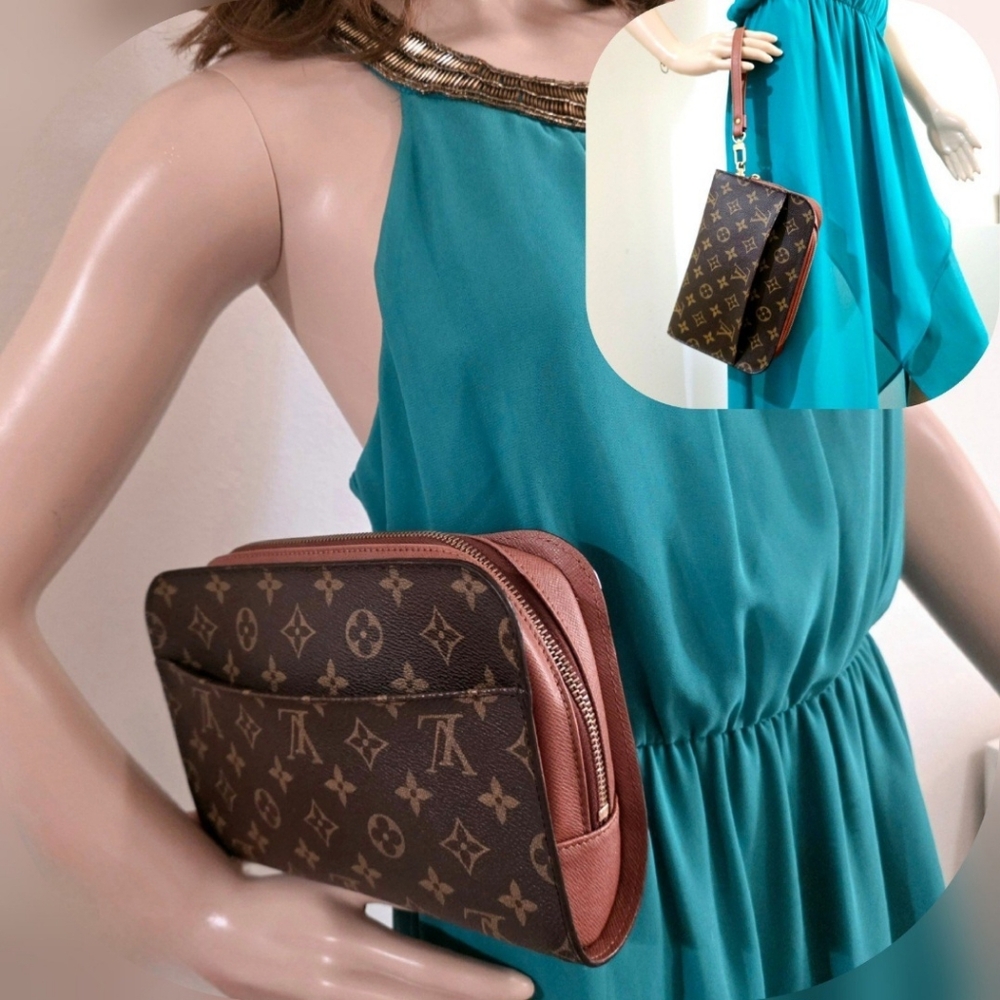 LOUIS VUITTON Monogram Orsay Clutch Cosmetic/Makeup Pochette Handbag